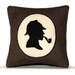 Sherlock Holmes Victorian Style Shadow Silhouette Houndstooth and Kapok Bookshelf Pillow