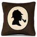 Sherlock Holmes Victorian Style Shadow Silhouette Houndstooth and Kapok Bookshelf Pillow