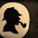 Sherlock Holmes Victorian Style Shadow Silhouette Houndstooth and Kapok Bookshelf Pillow