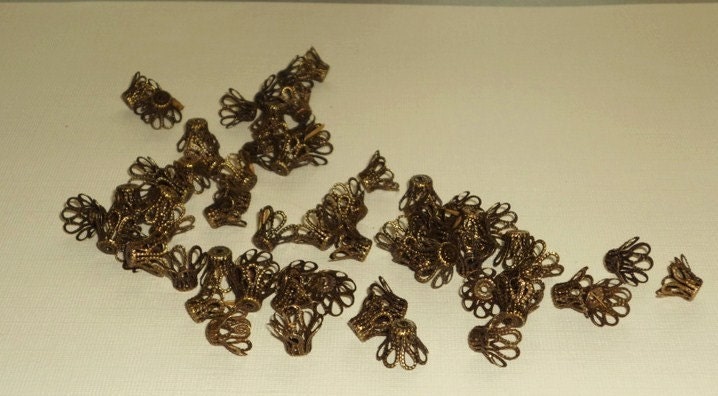 50 Antique Bronze Nickel Free Bead Caps