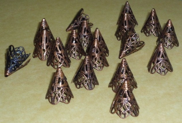 20 Filigree Cones Antique Copper