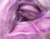 Wool Roving, Merino and TINY bit of angelina, Custom blend, Purple Mist, colour, 4.15 oz
