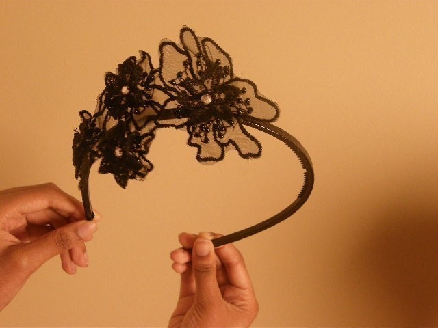 Sale Black Lace Flower Headband