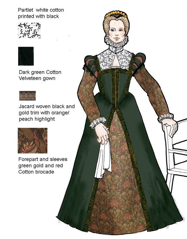 Elizabethan woman's gown 1570s - Initial deposit