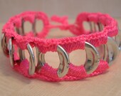 ReCycladelic Pop Top Bracelet Popping Pink bright pink hot pink handmade crochet tie-on soda tab bracelet