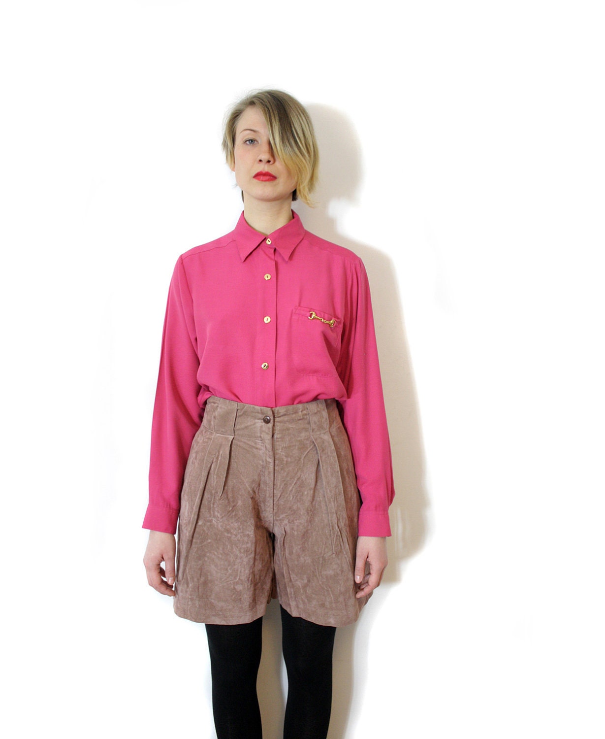 Vintage faux suede shorts and vest set / size M