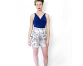 Vintage shorts / 80s high waist mixed print summer shorts / size S