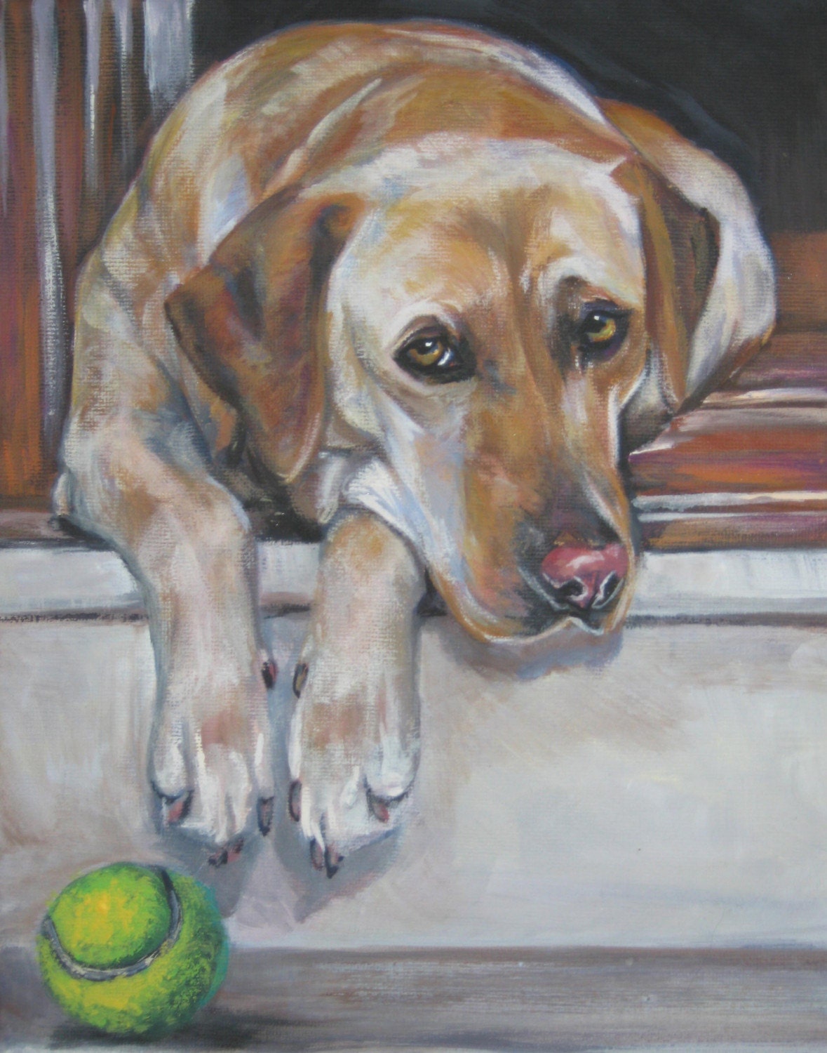 Labrador Retriever art print CANVAS print of LA Shepard painting 11x14 dog art
