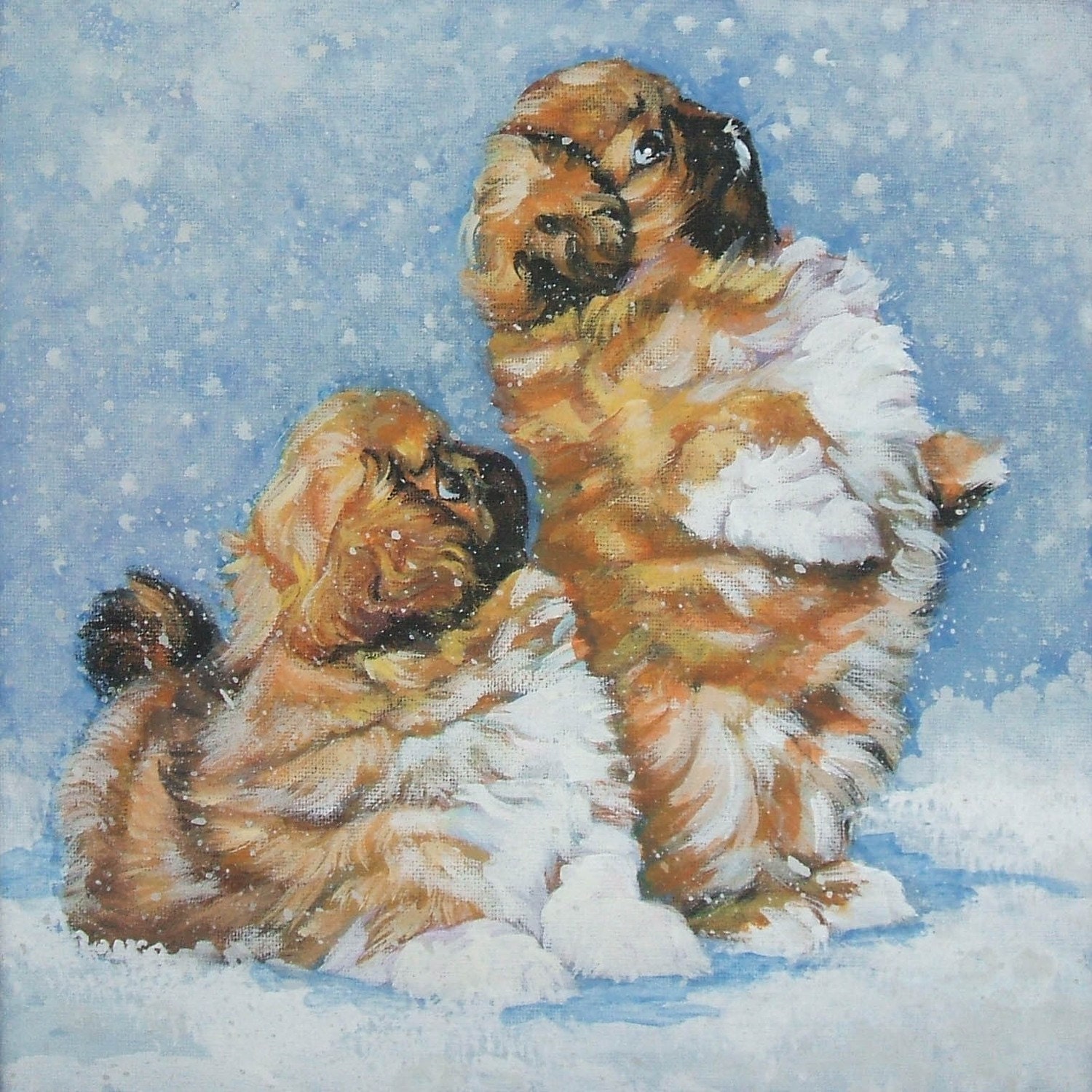 Pekingese art print CANVAS print of LA Shepard painting 8x8 dog art