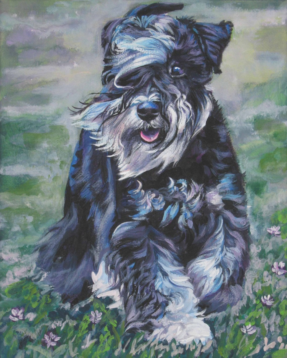 Miniature Schnauzer art print CANVAS print of LA Shepard painting 8x10