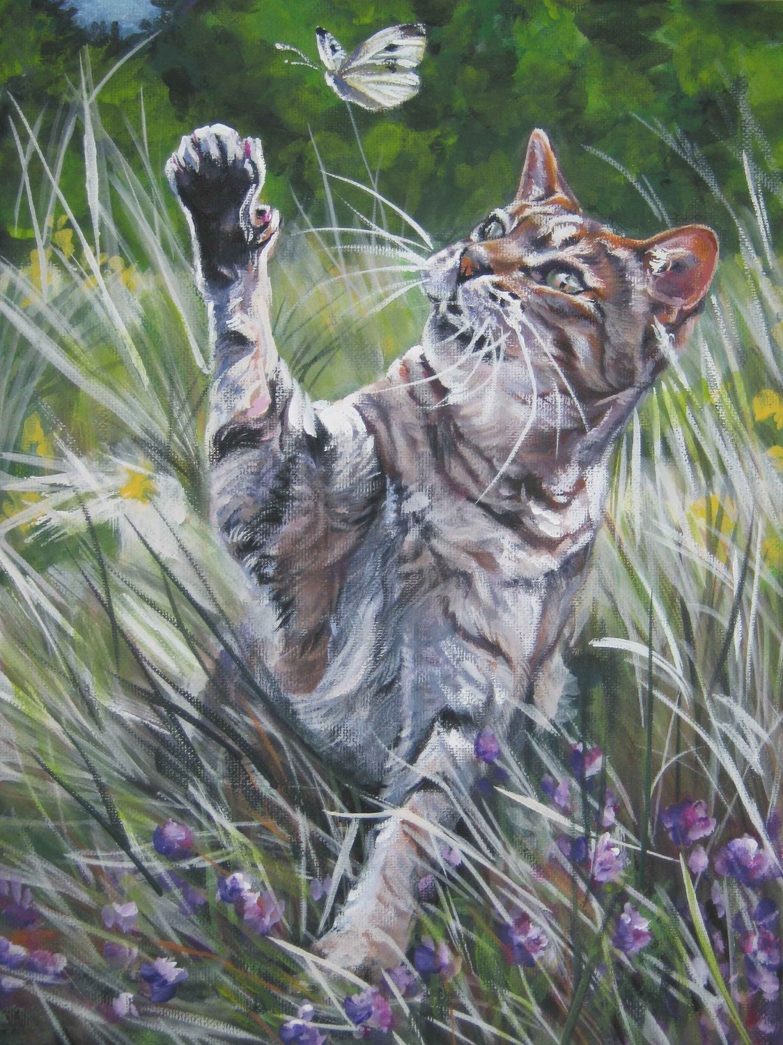 Tabby Cat art print canvas print of LA Shepard painting 12x16