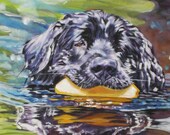 Newfoundland art print CANVAS print of LA Shepard painting 12x16 dog art