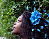 Natural Hair Accessories Blue Flowers Headband