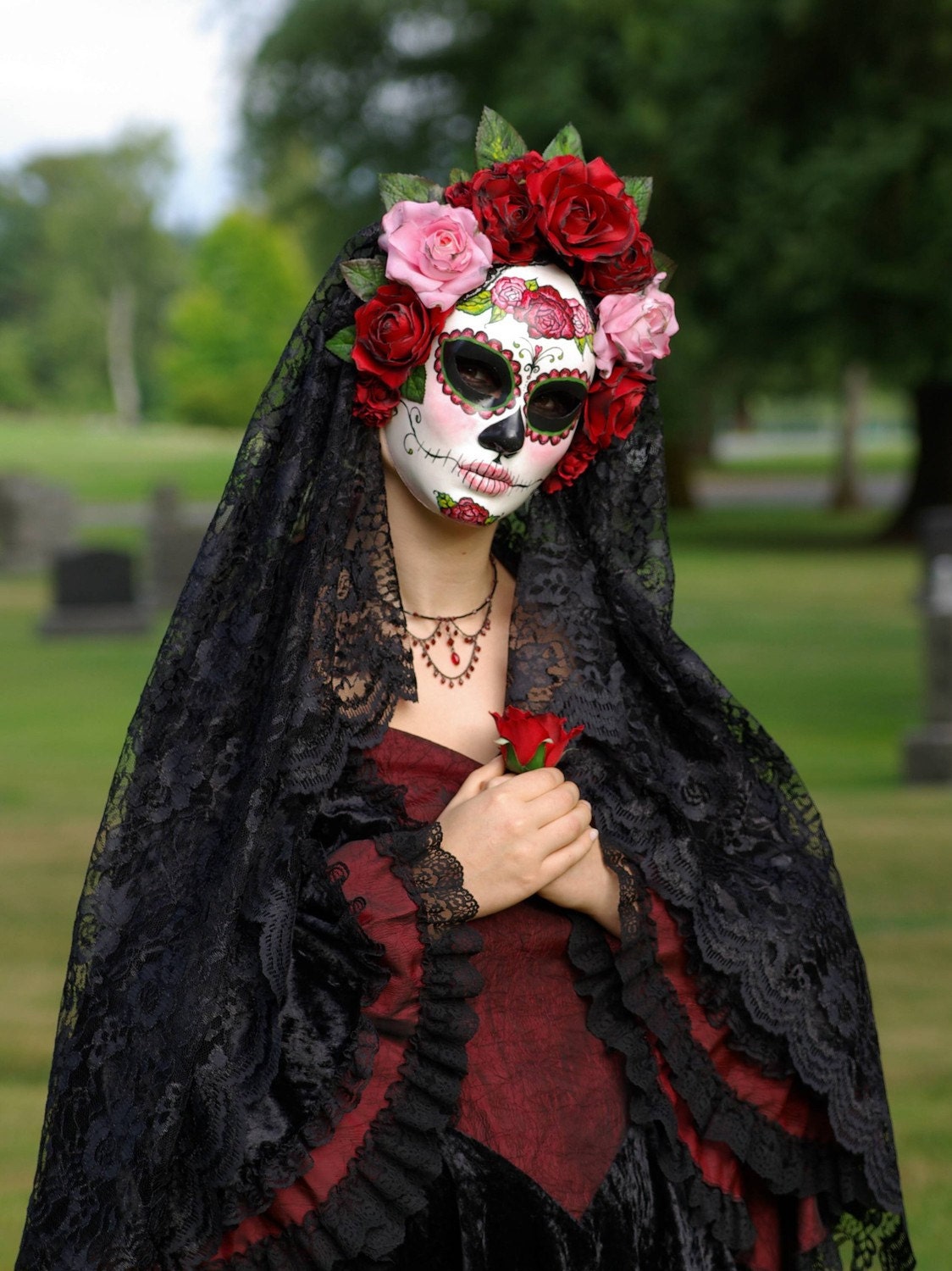 La Rosa Catrina Mask for Day of the Dead/Dia de los Muertos/Wedding/Cosplay