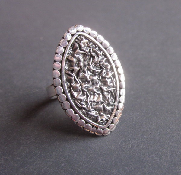 Balinese 925 Sterling Silver Metalwork Ring / size: 7 8 9 / silver handmade jewelry / Handmade ring.