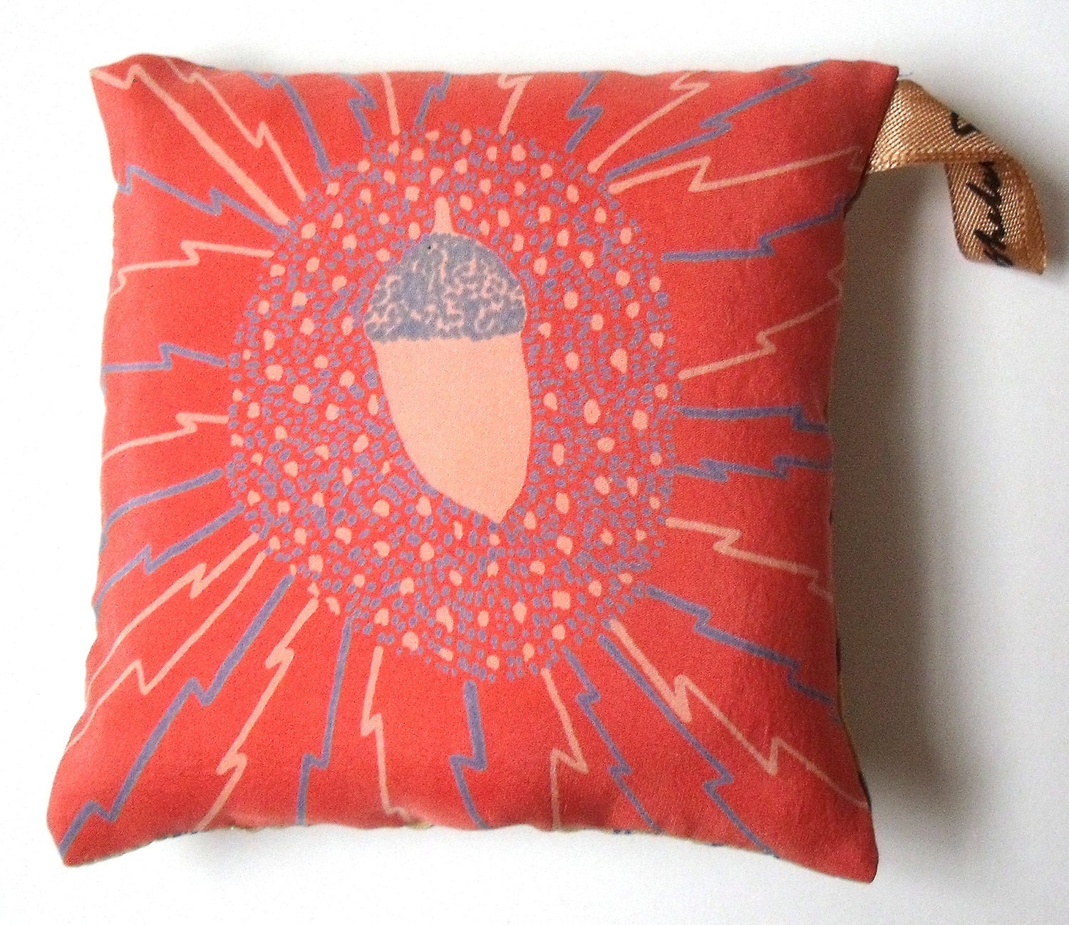 Acorn and Lightning Hand Screen Printed Silk Pincushion