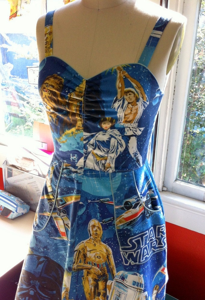 Original Star Wars Pin Up Apron Cut Dress- Upcycled OOAK