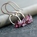 Flower Earrings with Purple Czech Glass Beads and Small Hoops- Cherry Blossoms Garden Floral Botanical