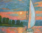 Smith Mountain Lake Art 20x16 Impressionist Lake Oil Painting by Award Winner Kendall Kessler