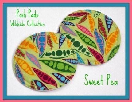 2pk Posh Pads-Washable Organic Nursing Pads in SWEET PEA and BARE Essentials