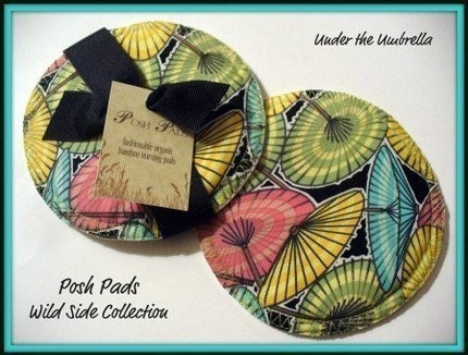 2 set pack Posh Pads-Fashionable Organic  Nursing Pads in UNDER MY UMBRELLA design