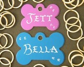 Dog-Bone Bow-Tie ......Pet Dog / Cat ID Name Tags ..... Hand engraved Creations .... Buy 2 get 3rd Tag Free....