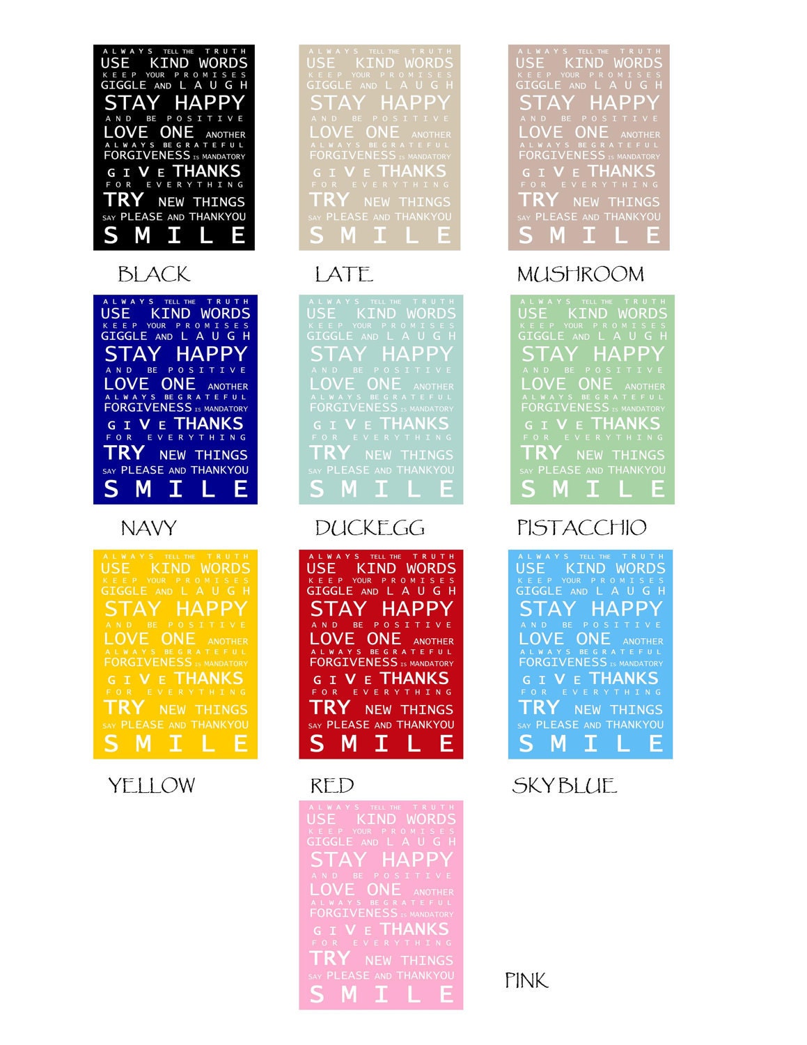 Family Rules - Bus Roll Typography Poster print