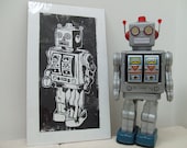 80s Robot Lino Print