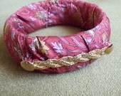 Vintage Golden Braid Pink Silk Bangle