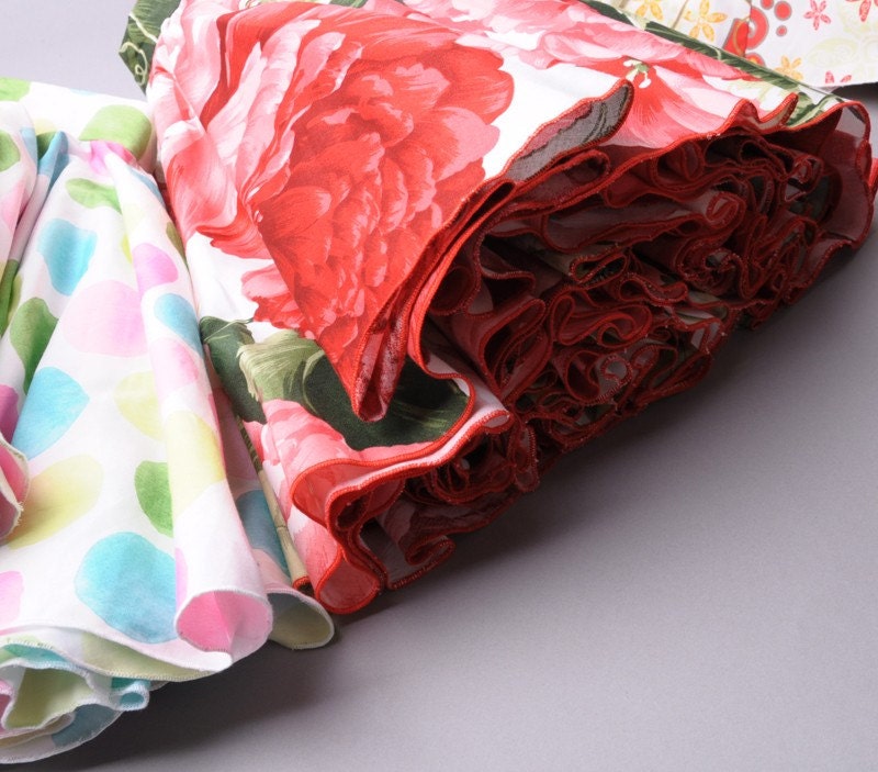 Sexy Red White Floral Cotton Pleated Full Circle Mini Skirt FREE SHIPPING International