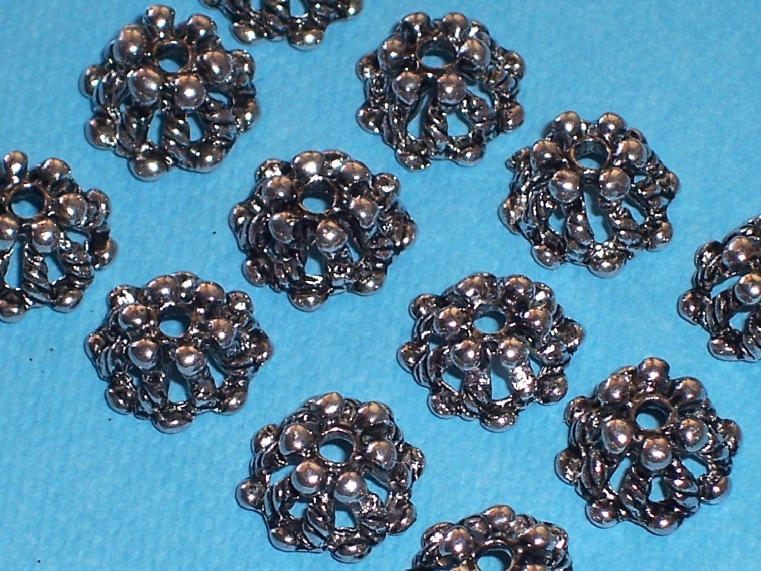 CLEARANCE SALE - Antique Silver Bead Caps (12)