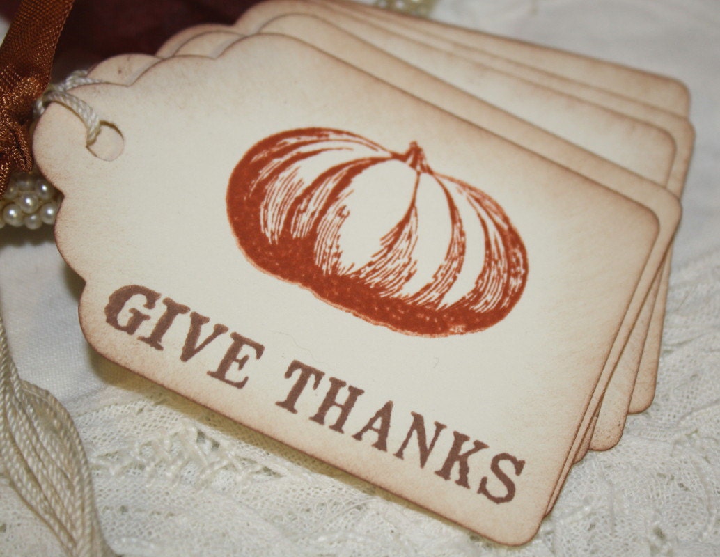 Fall Gift Tags -  Pumpkins - Give Thanks - Thanksgiving
