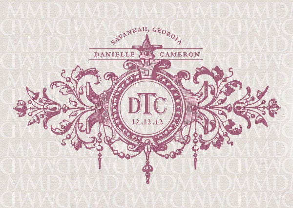Fleur Wedding Logo & Monogram vintage floral