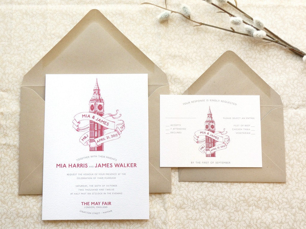 Big Ben London Wedding Invitations - Deposit
