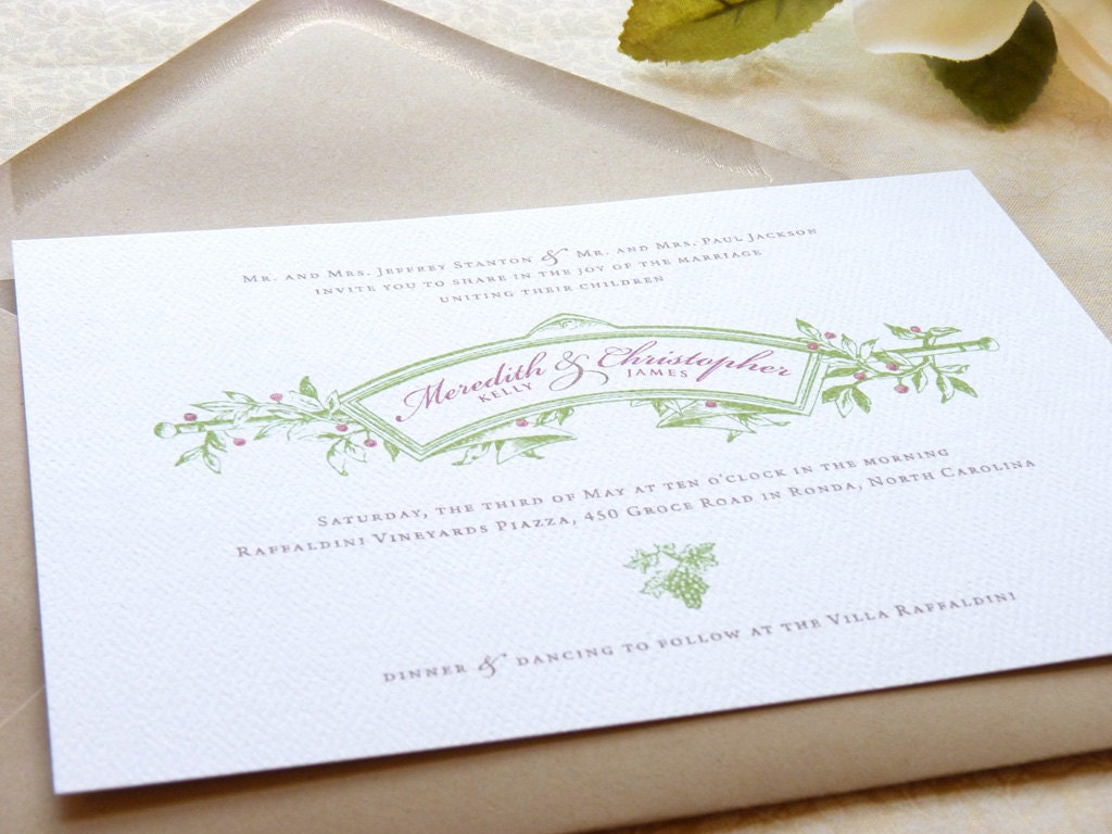 Sangiovese Italian Vineyard Wedding Invitations - Deposit