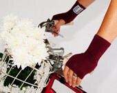 Short Maroon Fingerless Gloves - Bamboo Eco Friendly