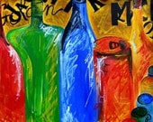 Bottles and Caps 8 X 10 fine art painting print