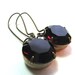 Glass Jewel Earrings, Vintage Round Gems, Antiqued Brass, Kidney Earwires