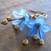 Flower Dangle Earrings, Cobalt Blue Lucite Bells, Antiqued Brass - BELLFLOWERS