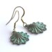 Dangle Earrings, Verdigris Patina Seashell, Brass Earwires - Beyond the sea