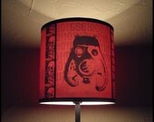 2012 A.D. red lamp shade lampshade - steampunk decor, contemporary lampshade, decorative lamp shade, spooky shades, gas mask