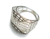 Architectural Geometric Sterling Silver Ring