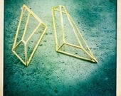 Architectural Structure Geometric Long Gold Earrings
