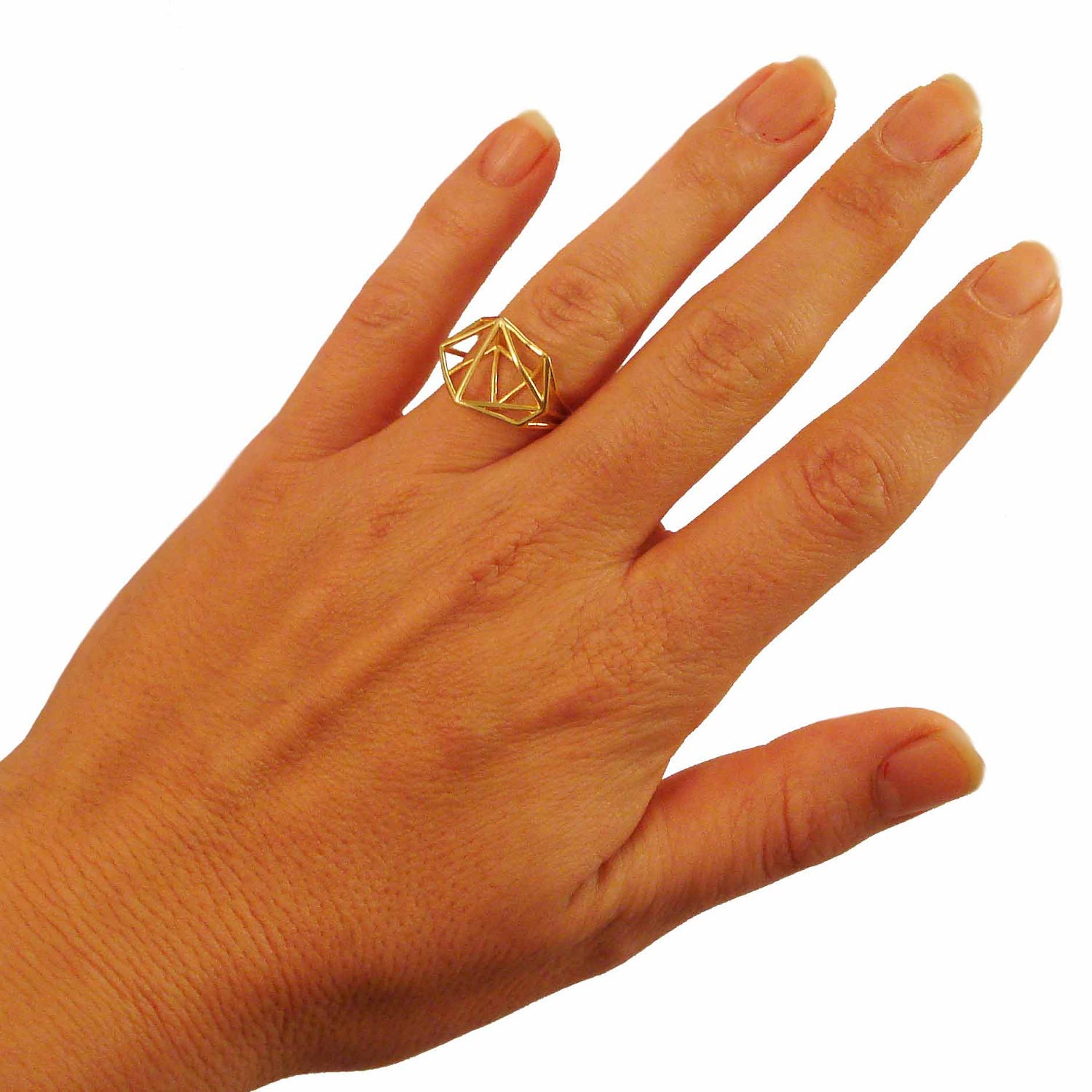 Architectural Structure Geometric Gold Ring
