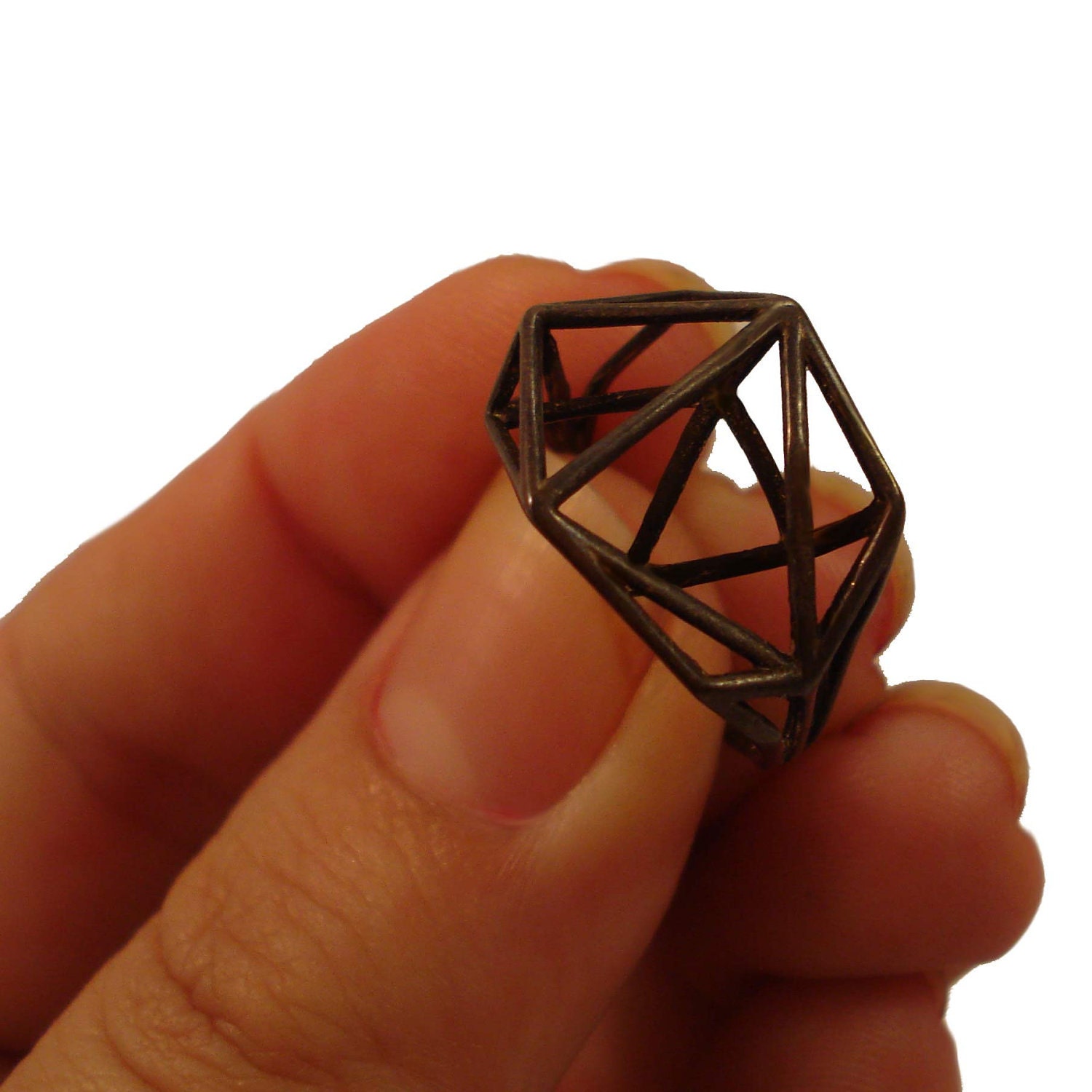 Architectural Structure Geometric Sterling Silver Blackened Ring