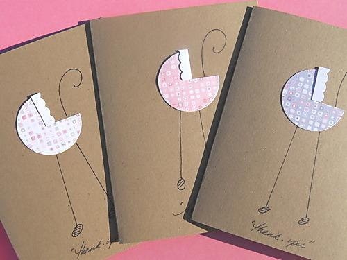 Baby Card - Baby Shower Card -  Shower Thank You Card - Birth Announcement Card -  Kraft Paper Cards - KPBBG