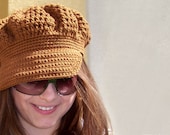 Crochet Newsboy Hat - Newsboy Cap - Slouchy Newsboy Hat - Crochet Visor Beanie Hat - Summer Summer Hat - Brown Honey Amber