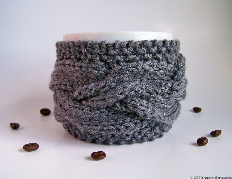 Grey Coffee Cozy - Gray Cup Cozy - Coffee Cup Cozy - Cup Cosy - Coffee Cosy - Rain Cloud Storm Neutral - Fathers Day Gift