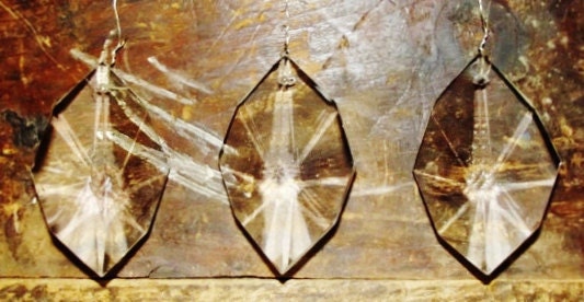Three Vintage Prisms Unique Multi Faceted Large Size