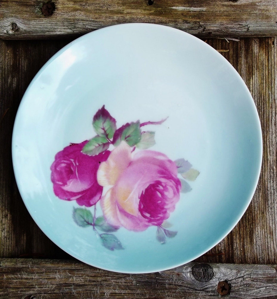 Vintage Bavaria Plate Pink Roses